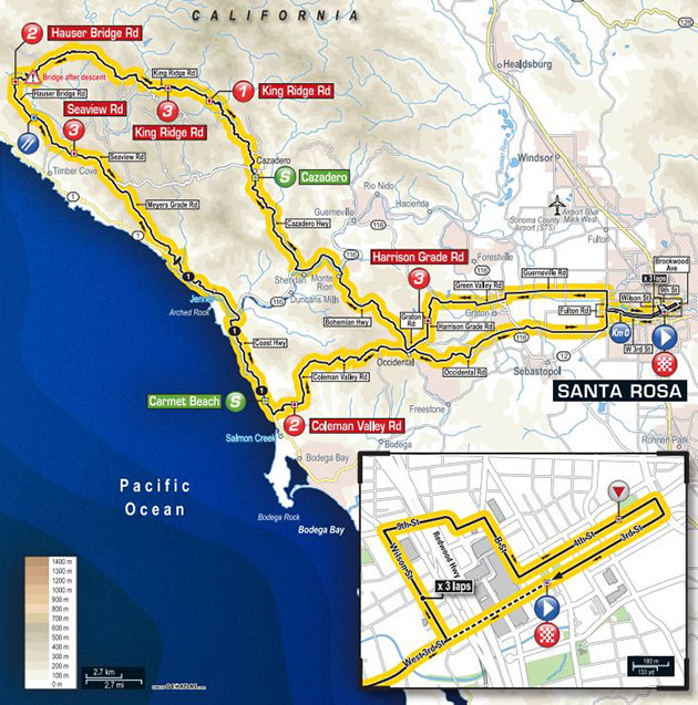 Tour of California stage 7 map